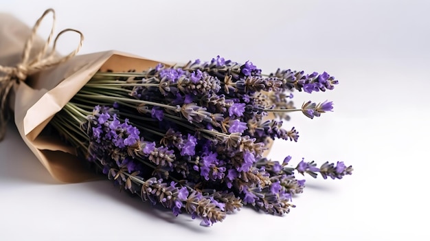 A bunch of lavender flowers in a basket