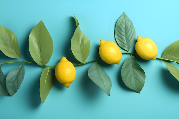 A bunch of lemons on a branch