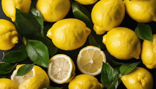 A bunch of lemons on a table