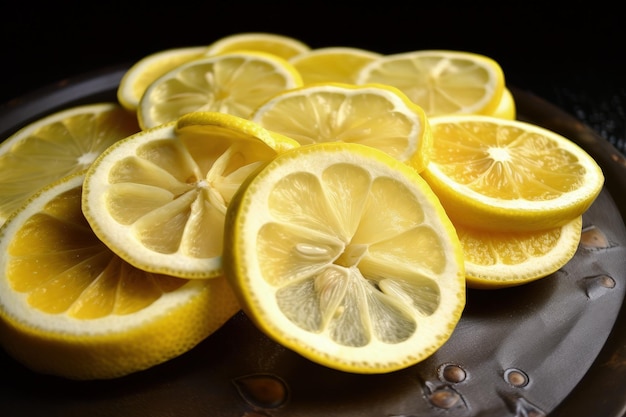 A bunch of lemons that are on a plate generative AI