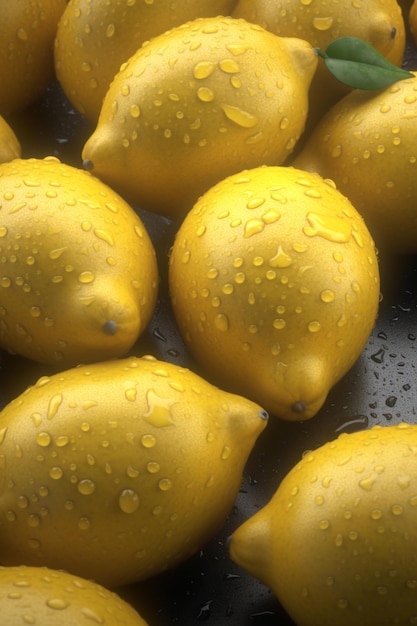 A bunch of lemons on a tray