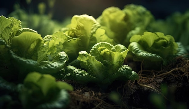 a bunch of lettuce growing out of the ground