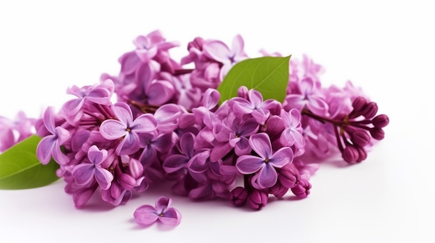 A bunch of lilacs on a white background