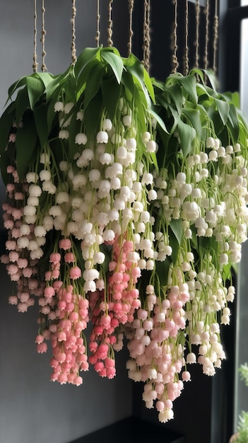 A bunch of lilies hanging on a wall