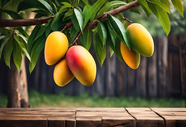 Foto un mucchio di mango appeso a un ramo d'albero
