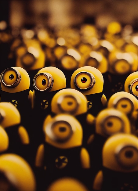 A bunch of minions are in a large group