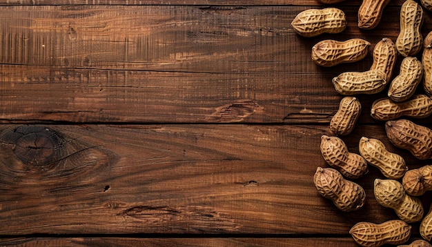 a bunch of nuts are on a wooden surface