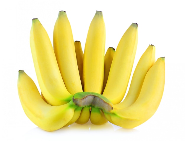 Фото Гроздь бананов на белом фоне