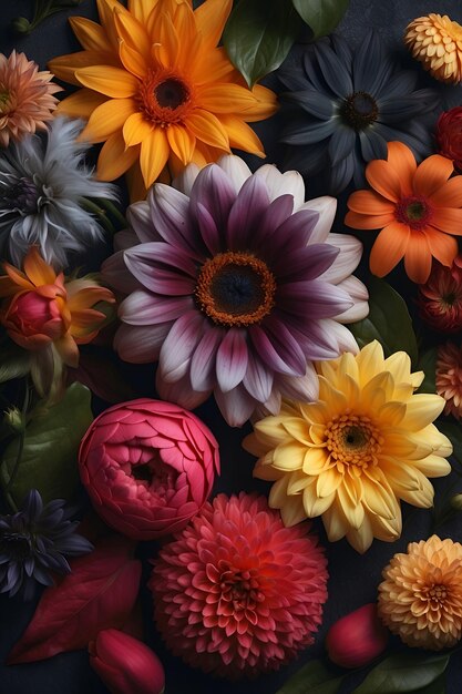 사진 중앙에 보라색 꽃이 있는 꽃 어리 자연 패 변동의 활기찬 꽃