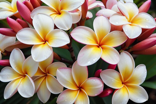 写真 庭に麗なフランギパニの花束