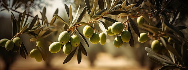 A bunch of olives on tree with copy space for text
