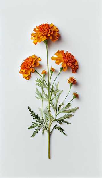 A bunch of orange flowers on a white background