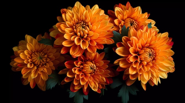 A bunch of orange flowers with the word chrysanthemum on the bottom