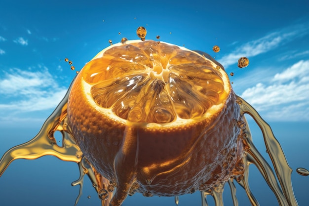 A bunch of oranges are hanging from a tree with water droplets on them