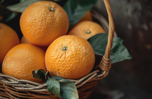 Bunch of oranges in basket