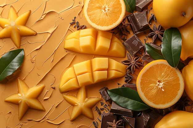 a bunch of oranges and a bunch of chocolate generative ai