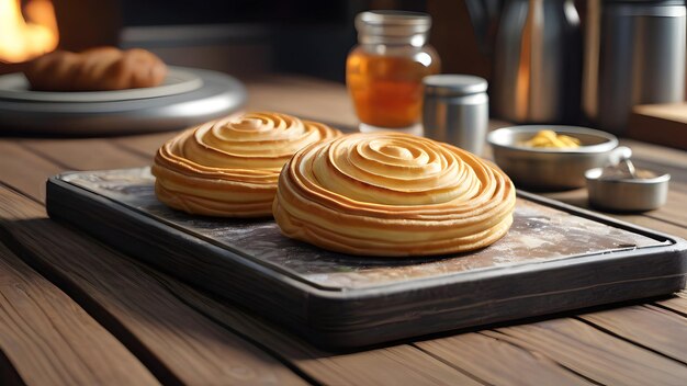 a bunch of palmier puffs are on a wooden board
