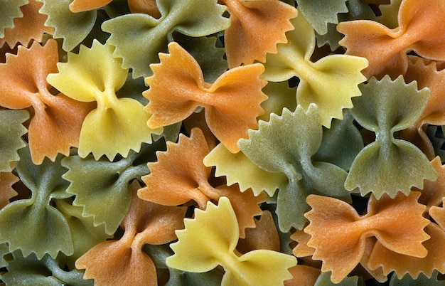 A bunch of pasta is shown with the pasta on the top.