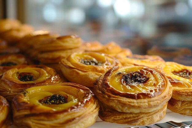 a bunch of pastries sitting on top of a table