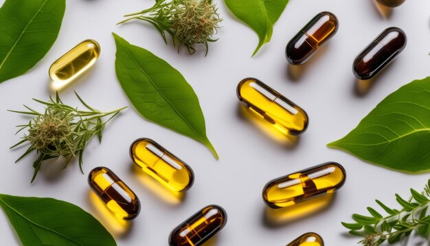 Photo a bunch of pills and capsules on a white background