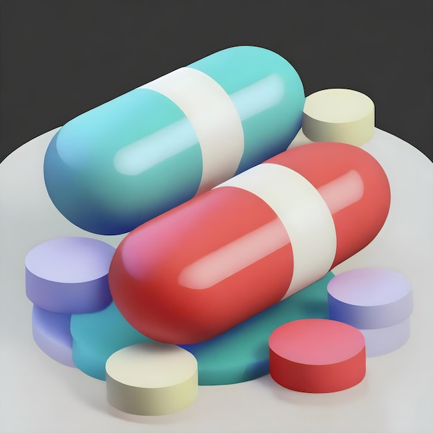 a bunch of pills that are on a table