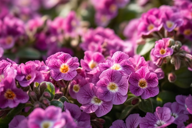 a bunch of pink flowers that are in a garden