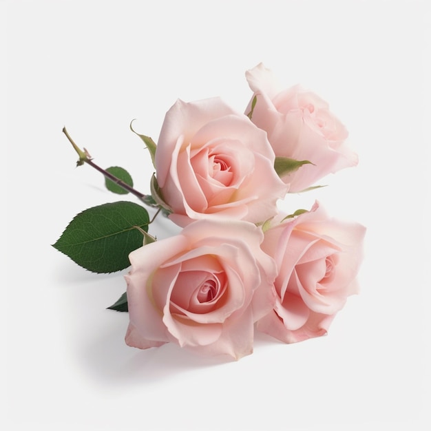 A bunch of pink roses are on a white background