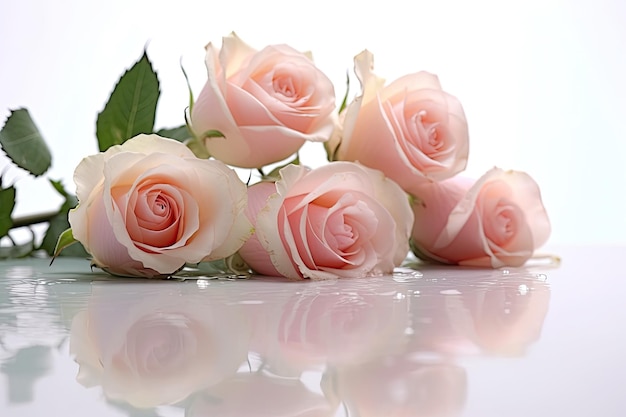 A bunch of pink roses on a white background