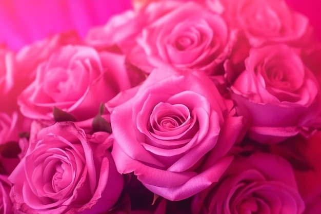 愛という言葉が書かれたピンクのバラの束