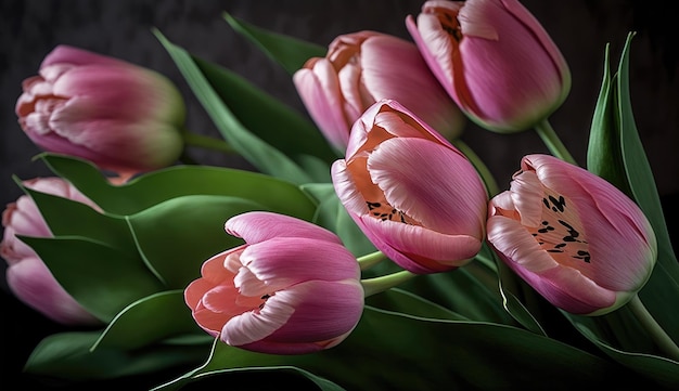 Bunch of pink tulips