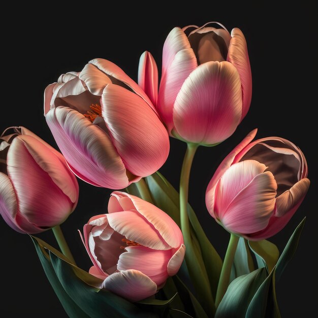 Photo bunch of pink tulips