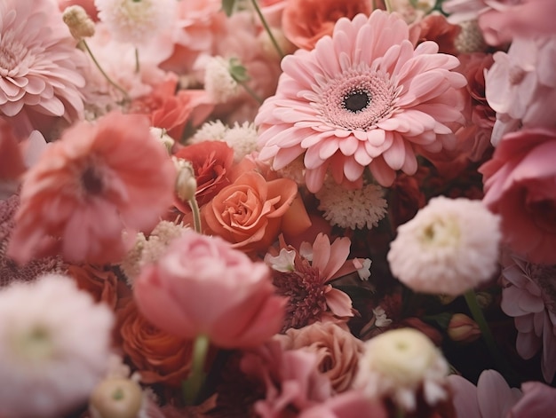 Bunch of pink and white flowers