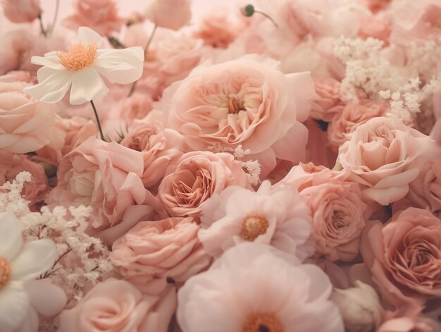 Bunch of pink and white flowers