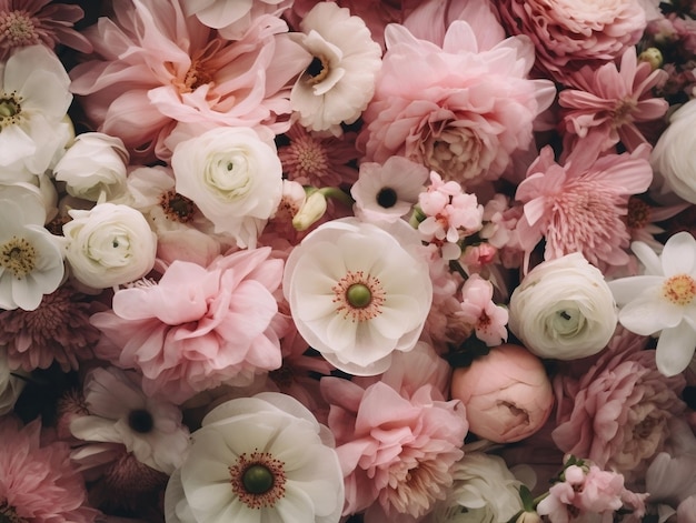 Bunch of pink and white flowers