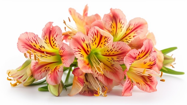 A bunch of pink and yellow flowers with the word lily on the side