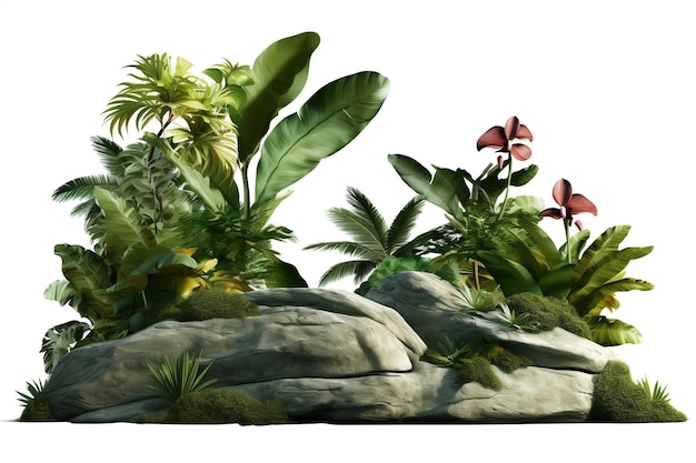 A bunch of plants that are on some rocks Generative AI