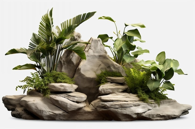 A bunch of plants that are on some rocks Generative AI