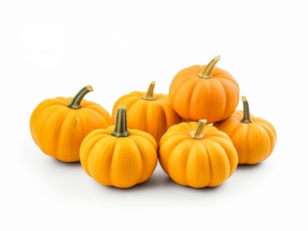 A bunch of pumpkins isolated on a white background