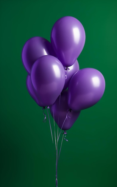 A bunch of purple balloons with the number 5 on them