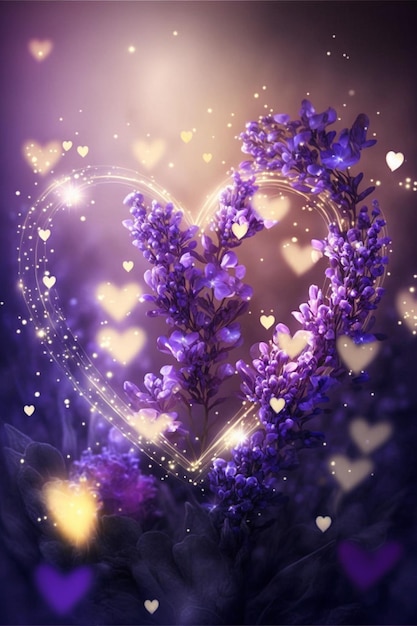 ハートの形をした紫色の花の束生成 ai