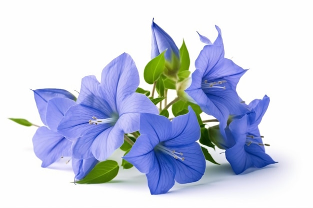 A bunch of purple flowers on a white background