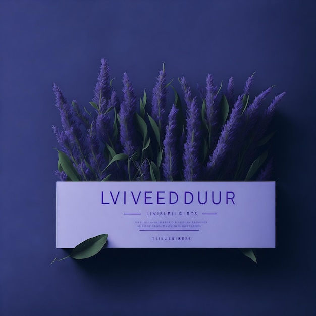 모서리에 lvd dur라는 단어가 있는 보라색 꽃 다발.
