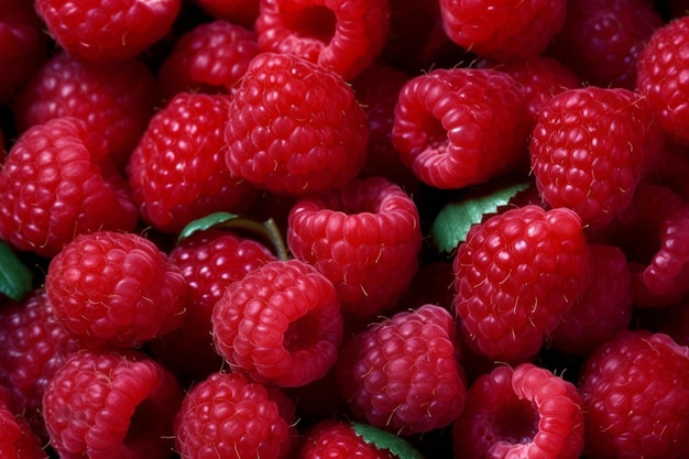 A bunch of raspberries are in a pile with one of them