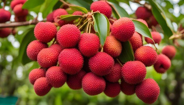 Photo a bunch of raspberries that are on a tree