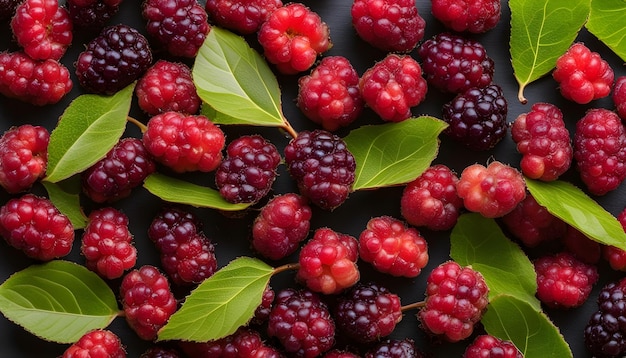 a bunch of raspberries with leaves that say raspberries