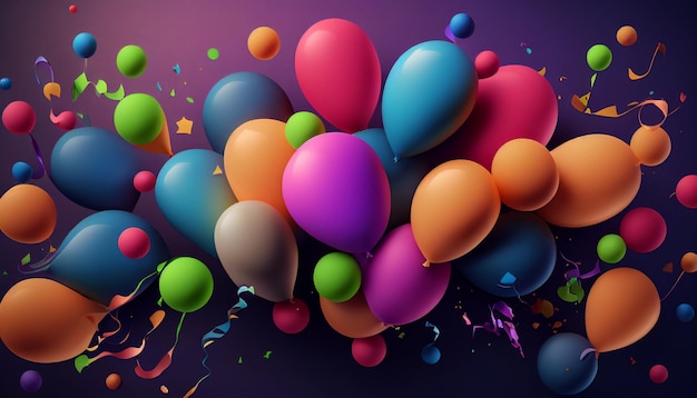 A bunch of realistic colorful balloons with decorative elements background