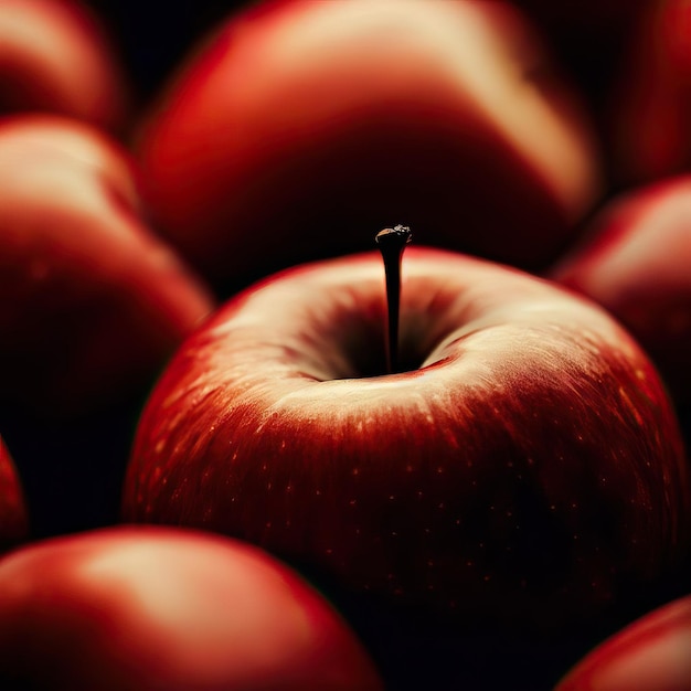 a bunch of red apples with a black background Generative AI