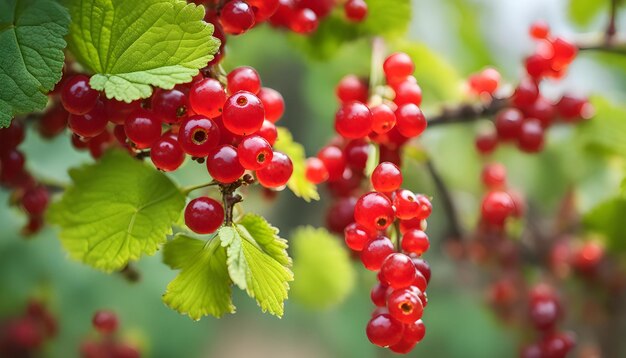 Photo a bunch of red berries are on a branch with green leaves