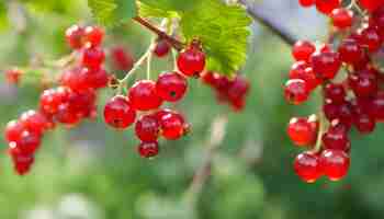 Photo a bunch of red berries that are on a branch