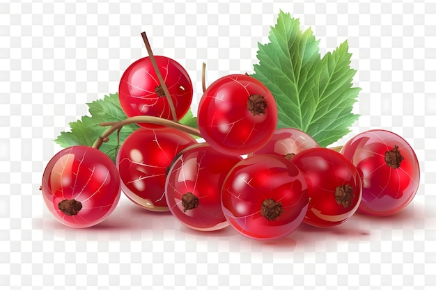 a bunch of red cherries with green leaves and a green leaf